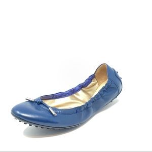 ❤️Tods Slate Blue Leather Ballet Flats in EUC.  Size 39